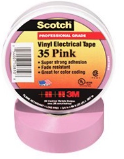 3M Scotch 35 Pink Electrical Tape 3/4" x 60' - Click Image to Close